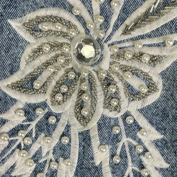 Vintage JenJen Women’s Oversized Bedazzled Jean Jacket - Picture 3 of 4